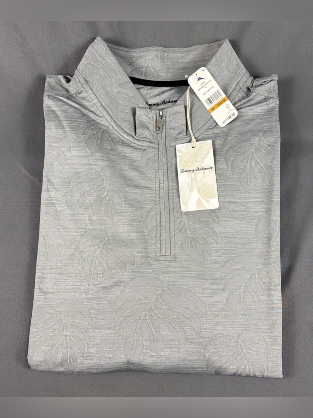 Tommy Bahama Golf Pullover Monstera Fade Print 1/4 Zip 4XLB Gray NWT MSRP $148